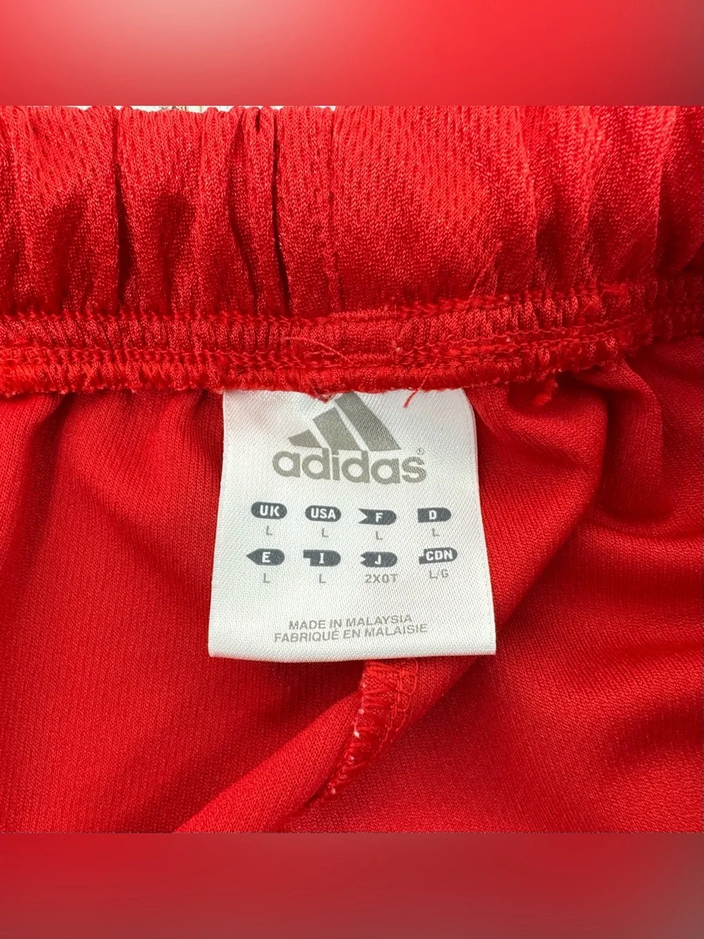 Adidas Basketball Shorts Mens Large Red White 3 Stripe Athletic